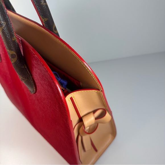 Louis Vuitton Monogram Calf Hair Spikes Iconoclasts Christian Louboutin Tote Red - Picture 9 of 16